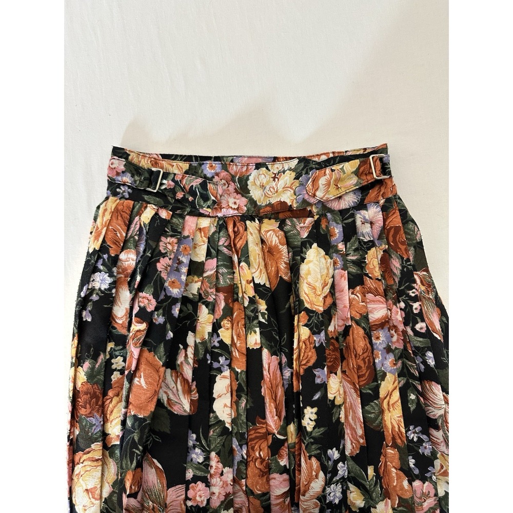 Vtg Sz‎ 5/6 Floral Midi Skirt Pleated Prarie Cottagecore Fairy Flowy 23 X 32 - Picture 4 of 7